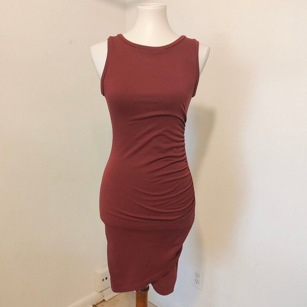 Leith | Dresses | Leith Maroon Sleeveless Cinched Tank Dress Xs